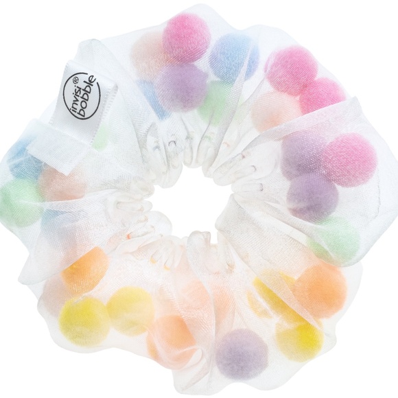 🎀 $9 - invisibobble invisi bobble rainbow Sprunchie Hair Tie Scrunchie w/poms - Picture 13 of 16